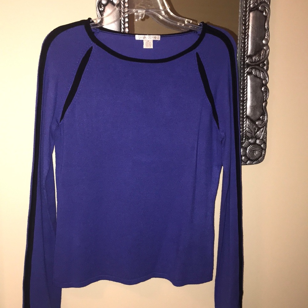 Casual Corner Cobalt Blue Sweater w/Black Insets M